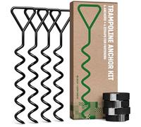 GardenGloss Piquets D’Ancrage Trampoline Set (4 Pièces) - 40cm Piquets Robustes pour Trampoline - Ancres À Visser pour Une Fixation Sûre dans Le Sol