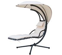 Gardenia Hamac Fauteuil Chaise Longue Suspendue à Bascule avec Pare-Soleil Kelly Beige