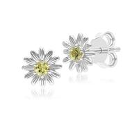 Gardenia Marguerite Jaune Saphir Halo Fleur Clous Earrings IN Solid 9ct or Blanc