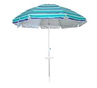 GARDENIA Parasol de plage Maiori Ø200 cm - Structure en aluminium, bâche anti-UV, articulation galvanisée, lattes en fibre de verre, base à tarière, sac avec bandoulière