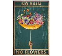 Gardening No Rain No Flowers Plaque murale vintage en métal 20,3 x 30,5 cm