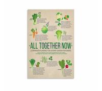 Gardening Poster - Vegetable Companion Planting Chart, Organic Garden Reference Guide, Wall Art for Potting Shed Decor(Framed,12x18inch(30x45cm))