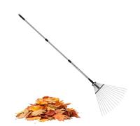 Gardening Rake, 15-Tines Grass Rakes Hand Tools, Stainless Steel, ABS Ergonomic Rust-Proof Weeding Tool, Efficient Gardening Accessories for Cleaning, Loosening Soil, and Leveling, 137cm/173cm