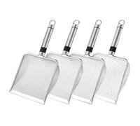 Gardening Soil Sifter, Potting Sieve Scoop, Compost Filter Tool, 4-Piece Set with Handle, Strong and Lightweight Design, for Beach Combing, Bonsai Care, Rockhounding, Landscaping