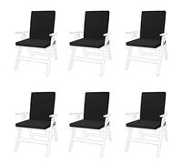Gardenista Coussin de siège Premium pour Chaise de Jardin | Liens de sécurité et élastique à Enfiler sur Le Dos | Résistant à l'eau | Adapté pour l'intérieur et l'extérieur | léger (Le Noir, 6)