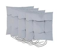 Gardenista Lot de 4 coussins de chaise de jardin avec attaches | Coussin tufté hypoallergénique antidérapant | Résistant à l'eau et de qualité épaisse | Idéal pour l'intérieur et l'extérieur (gris)