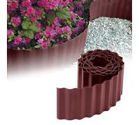 GARDENIX Bordure de lit ondulé Bordure de lit de Fleurs Bordure de pelouse Plastique Longueur 9 m, Hauteur 20 cm, Marron