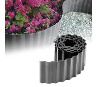 GARDENIX Bordure de Lit Ondulé Bordure de Parterre de Fleurs Bord de Pelouse Bordure de Lit Plastique Longueur 9 m, Hauteur 20 cm, Gris