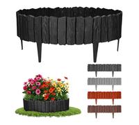 GARDENIX Bordure de Parterre, de 2,3 m, Aspect Bois, Bordure de pelouse, palissade de Jardin, clôture de Jardin (Noir)