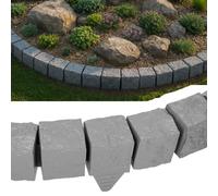 GARDENIX Bordure de pelouse, 1,8 m, aspect granit, anthracite, 10 x 10 x 10 cm, bordure de parterre en plastique, clôture de jardin, bordure de parterre de fleurs