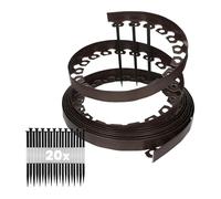 GARDENIX Bordure de pelouse en Plastique LineBORDER Flexible, 20 ancrages au Sol, Longueur 10m, Hauteur 4cm, Marron