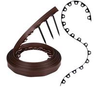 GARDENIX Bordure de pelouse Flexible en Plastique - Marron - 10 m - 20 piquets - Hauteur 4 cm - Résistant aux intempéries - Bordure de Parterre de Fleurs - pour Jardins et tondeuses Robots
