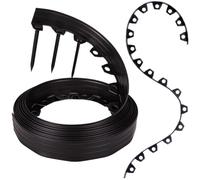 GARDENIX Bordure de pelouse Flexible en Plastique - Noir - 10 m - 20 piquets - Hauteur : 8 cm - Résistant aux intempéries - Bordure de Parterre de Fleurs - pour Jardins et tondeuses Robots