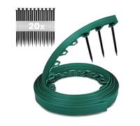 GARDENIX Bordure de pelouse Flexible en Plastique - Résistante aux intempéries - Bordure de Parterre de Fleurs Ronde - Vert - 10 m - 20 piquets - Hauteur : 10 cm