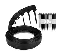 GARDENIX Bordure de pelouse Flexible en Plastique - Résistante aux intempéries - Bordure de Parterre de Fleurs Ronde - Noir - 10 m - 20 piquets - Hauteur : 8 cm