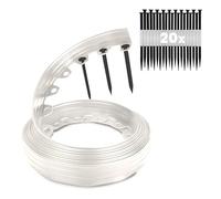 GARDENIX Bordure de pelouse Flexible en Plastique - Résistante aux intempéries - Bordure de Parterre Ronde - Bordure de Parterre de Fleurs - Gris Clair - 10 m - 20 piquets - Hauteur : 6 cm