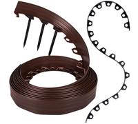 GARDENIX Bordure de pelouse Flexible en Plastique - Résistante aux intempéries - Ronde - Bordure de Parterre de Fleurs - Marron - 10 m - 20 piquets - Hauteur : 6 cm - pour Jardins et tondeuses Robots