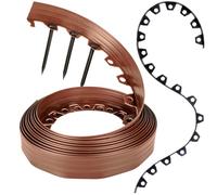 GARDENIX Bordure de pelouse Flexible en Plastique - Résistante aux intempéries - Ronde - Bordure de Parterre de Fleurs - Marron Clair - 10 m - 20 piquets - Hauteur : 6 cm - pour Jardins et tondeuses