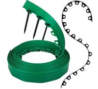 GARDENIX Bordure de pelouse Flexible en Plastique - Résistante aux intempéries - Ronde - Bordure de Parterre de Fleurs - Vert - 10 m - 20 piquets - Hauteur : 6 cm - pour Jardins et tondeuses Robots