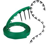 GARDENIX Bordure de pelouse Flexible en Plastique - Vert - 10 m - 20 piquets - Hauteur 4 cm - Résistant aux intempéries - Bordure de Parterre de Fleurs - pour Jardins et tondeuses Robots