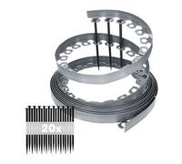 Gardenix LineBorder - Bordure de Gazon Flexible - en Plastique - 20 piquets - Longueur : 10 m - Hauteur : 4 cm - Gris