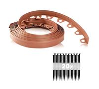 GARDENIX LineBorder - Bordure de pelouse Flexible en Plastique - 20 piquets - Longueur : 10 m - Hauteur : 6 cm - Marron Clair