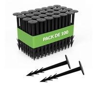 GARDENIX Lot de 100 piquets de désherbage en plastique résistant aux UV - Longueur : 100 mm - Inoxydable - Tête plate pour plus de stabilité et de maintien