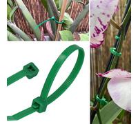 GARDENIX Lot de 100 serre-câbles pour plantes (4,8 mm x 300 mm, vert) réutilisables et réglables