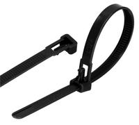 GARDENIX Lot de 100 serre-câbles pour plantes (7,6 mm x 300 mm, noir), réutilisables, réglables