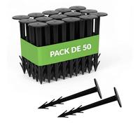 GARDENIX Lot de 50 piquets de désherbage en plastique résistant aux UV - Longueur : 100 mm - Inoxydable - Tête plate pour plus de stabilité et de maintien