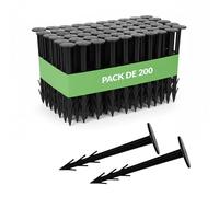 GARDENIX® Terrapin Lot de 200 piquets de Terre pour Fixation de Toile Anti-Mauvaises Herbes, ou Filet Anti-Taupe Noir