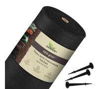 GARDENIX Toile anti-mauvaises herbes - 50 m² - Avec 100 piquets - 1 m x 50 m - Perméable à l'eau - 100 g/m² - Noir - Résistant aux UV - Pour plate-bande surélevée - Film de protection contre les