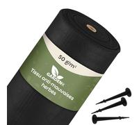 GARDENIX Toile anti-mauvaises herbes - 55 m² - Avec 50 piquets - 55 m² (1,1 m x 50 m) - Perméable à l'eau - 50 g/m² - Noir - Film anti-UV - Pour parterre - Pour plantes