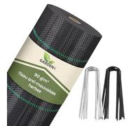 GARDENIX Toile anti-mauvaises herbes avec 50 ancres 160 m² (1,6 m x 100 m) - Perméable à l'eau 90 g/m² - Noir - Résistant aux UV - Toile anti-mauvaises herbes