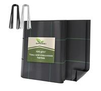 GARDENIX Toile anti-mauvaises herbes avec 50 ancres 32 m² (1,6 m x 20 m) - Perméable à l'eau 100 g/m² - Noir - Résistant aux UV - Toile anti-mauvaises herbes - Tissu de sol