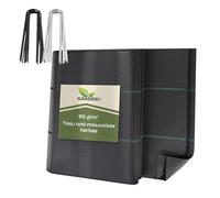 GARDENIX Toile anti-mauvaises herbes avec 50 ancres 32 m² (1,6 m x 20 m) - Perméable à l'eau 90 g/m² - Noir - Résistant aux UV - Toile anti-mauvaises herbes - Tissu de sol