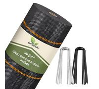 GARDENIX Toile Anti-Mauvaises Herbes avec 50 Ancres 60 m² (0,6 m x 100 m) - Perméable à l'eau 110 g/m² - Noir - Résistant aux UV - Toile Anti-Mauvaises Herbes