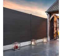 Gardenode Easy Clôture Kit clôture Composite et Aluminium à sceller H 1m80 L 18m Gris Anthracite avec Renforts Acier - Palissade - Brise Vue