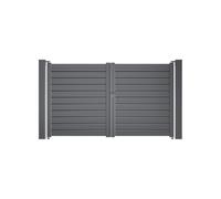 Gardenode Easy Clôture Portail battant Aluminium Persienne - Largeur 3m75 - Hauteur 1m90 - Gris Anthracite - Prêt à Poser