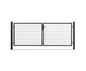 Gardenode Easy CLÔTURE Portail de clôture Porte de Jardin grillagé barrière Acier galvanisé avec poteaux et Serrure 4m x H 1m00 Noir