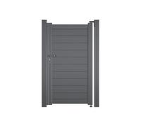 Gardenode Easy Clôture Portillon Aluminium Plein - Largeur 1m50 - Hauteur 1m60 - Gris Anthracite - Prêt à Poser