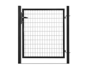 Gardenode Portillon de Jardin grillagé en Acier galvanisé Porte de Jardin pour clôture avec Serrure Maille 100 x 50 Passage 1m20 x H 1m00 Noir