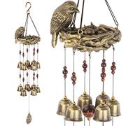 Gardenvy - Carillon à vent avec des clochettes pour décoration extérieure de jardin et de maison - Oiseaux Bird Nest