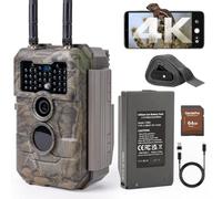 GardePro E6 2.0 Pro 4K Camera de Chasse WiFi, Batterie de 7800 mAh | Carte SD 64Go, Portée WiFi de 50 Mètres, 64MP Caméra de Chasse Connectée Telephone, Camera Vision Nocturne Animaux Exterieur