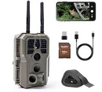 GardePro E8 2.0 Caméra De Chasse Double Antenne WiFi avec Carte SD 64Go, Vidéo 4K H.264 64MP, Jusqu' 30m No Glow Infrarouge Vision Nocturne, Vitesse de Dclenchement 0,1s et Angle de Dtection 120°