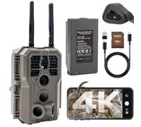 GardePro E8 2.0 Pro Caméra De Chasse Double Antenne WiFi avec Carte SD 64Go, Vidéo 4K H.264 64MP, Batterie Rechargeable 7800mAh, Vision Nocturne À 30m, Détecteur De Mouvement, Déclencheur 0,1s, IP66