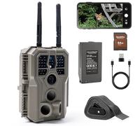 GardePro E8 2.0 Pro Caméra De Chasse Double Antenne WiFi avec Carte SD 64Go, Vidéo 4K H.264 64MP, Batterie Rechargeable 7800mAh, Vision Nocturne À 30m, Détecteur De Mouvement, Déclencheur 0,1s, IP66