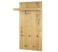 Garderobe murale en MDF coloris chene-chrome - Dim : L49 x P31 x H100 cm -PEGANE - chêne-chromé
