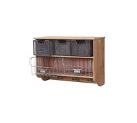 Garderobe murale HWC-A43, étagère, bois de sapin, vintage, patchwork 42x60x24cm