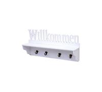 Garderobe murale MENDLER HWC-D41 4 crochets massifs 30x60x13cm blanc